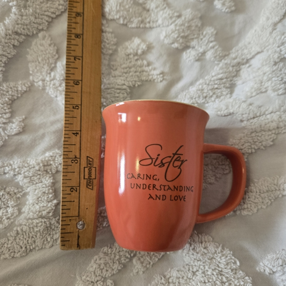 Salmon And Lime Christian Sister Matthew 6:21 Verse On Rim Mug